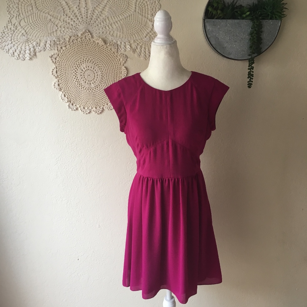 Rebecca Taylor pink chiffon cap sleeve party dress